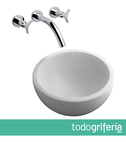 Bacha Baño Ferrum Persis Blanca Y Griferia De Pared Triades