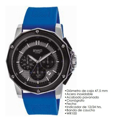 Imagen 2 de 3 de Reloj Branzi Para Caballero Resistente Al Agua 20929