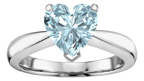 Anillo Promesa Oro 10k Certificado Diamante Azul Corazón