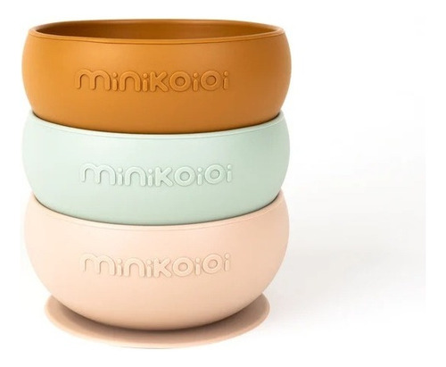 Taça de silicone antiderrapante de 450 ml com tampa Minikoioi Bowly Color River Green