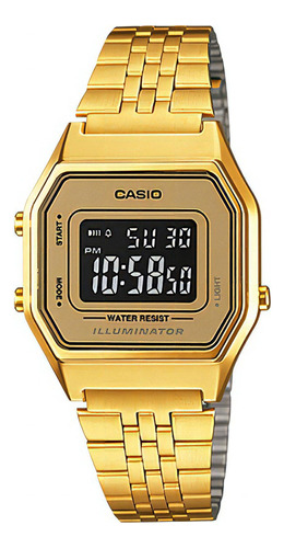 Reloj Casio Retro Vintage La680wga-9b Agente Relojesymas Color de la correa Dorado Color del bisel Dorado Color del fondo Negro