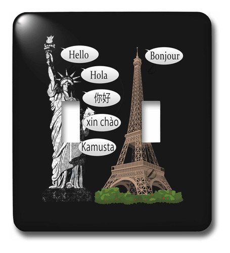 Estatua Libertad Torre Eiffel Hola Multiples. Tapa Luz