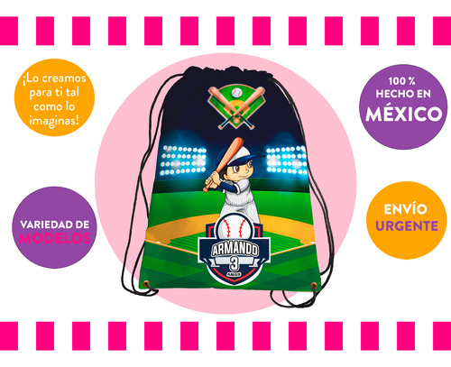 Morralito Recuerdo Fiesta Infantil Beisbol Personalizado 60u