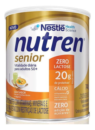 Nutren Senior 50+ Zero Lactose Lata 740g Sem Sabor