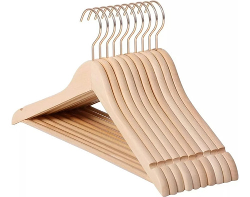 Set 50 Colgadores De Ropa Madera Ganchos Antideslizantes