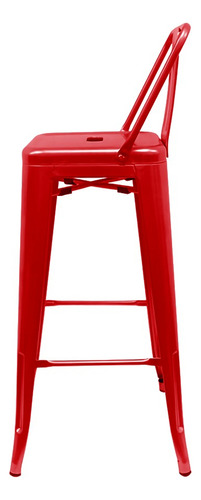 Banco Respaldo Bajo 66cm Tipo Tolix Banco De Acero Color Rojo