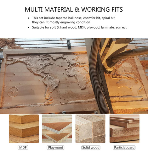 Juego De Brocas De Fresado Cnc Perfil De Madera, Grabad...