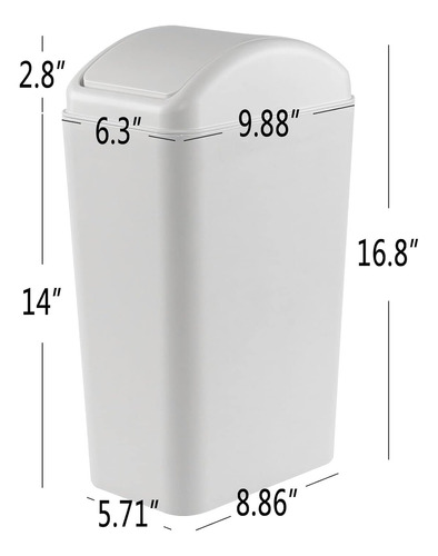 Jekiyo Bote De Basura De Plástico Delgado De 12 Litros, Cubo