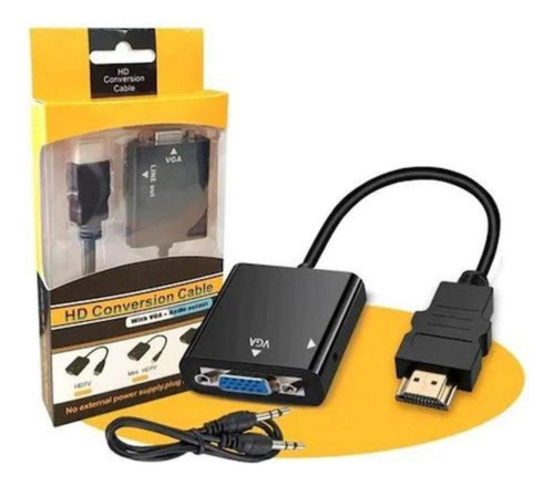 Cabo Conversor Hdmi Para Vga P2 De Áudio Adaptador Portátil