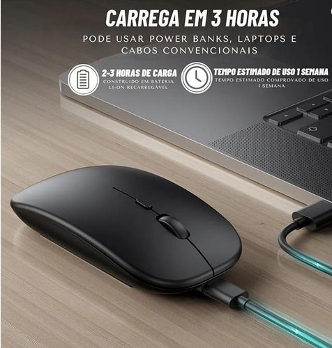 Conecte-se Com Estilo: Mouse Bluetooth Sem Fio Led Slim