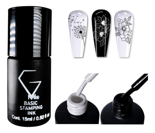 Basic Stamping Ink Gmi 2 Pzas. 15ml C/u Blanco Y Negro