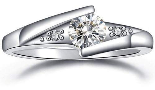 Imagen 1 de 10 de Anillo Compromiso Bañado Plata Zirconia Valentine