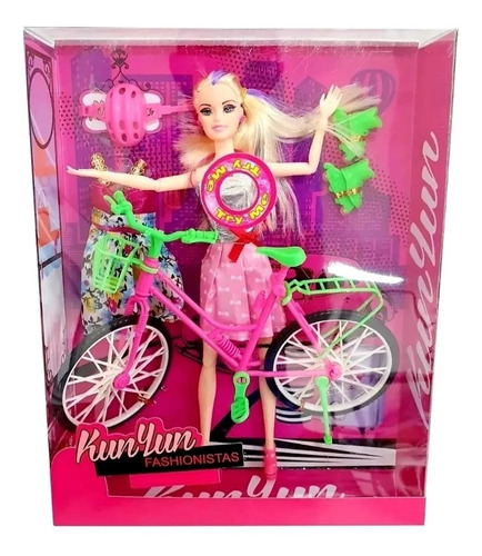 Boneca Safira Músical Articulada Com Bicicleta+patins+ Roupa