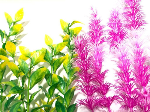 Imagem 3 de 6 de Planta Artificial Aquário Kit Nature Color 02 20cm 02 30cm