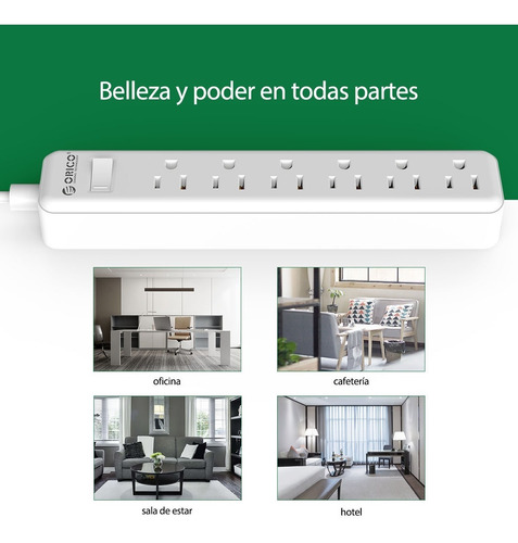 Imagen 8 de 8 de Barra Multicontacto 6 Enchufes Extensión Supresor De Picos