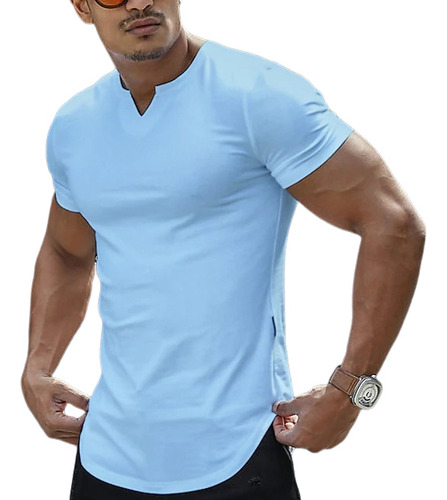 Nueva Camiseta Casual Elegante Con Cuello En V Para Hombre