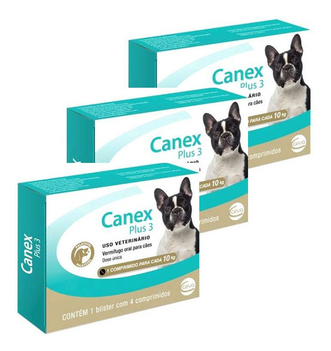 3 Canex Plus 3 Ceva 4 Comprimidos Vermífugo Envio Imediat