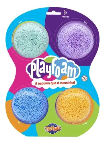 Massinha Espuma Play Foam Cor Sortida Pack 4 Unidades 40039 Cor Azul