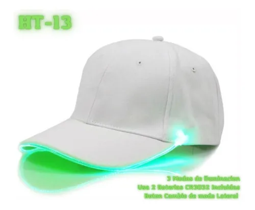 Gorra Led Blanca Luz Led Rojo
