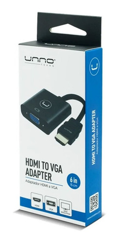Imagen 4 de 4 de Cable Adaptador Unno Ad4202bk Convertidor Hdmi A Vga
