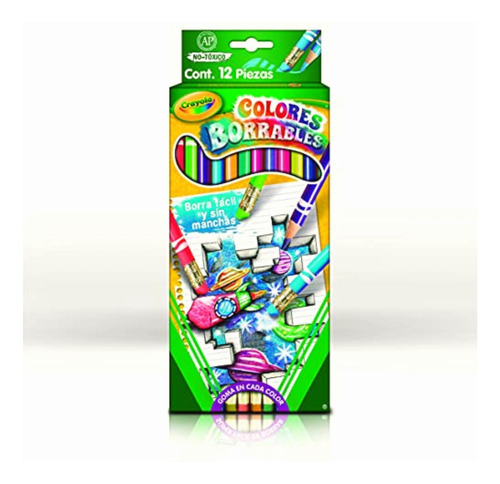 Crayola 12 Lápices De Color Borrables Con Sacapuntas