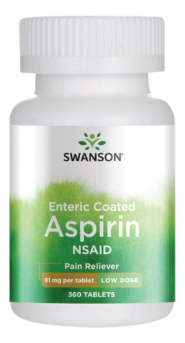 Aspirina 81 Low Dose Swanson 360 Tab Elimina Y Ayuda Dolores Sabor Sin sabor