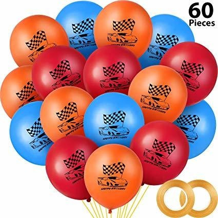 60 Piezas Del Coche De Carreras Látex Globos Globos Ruedas R