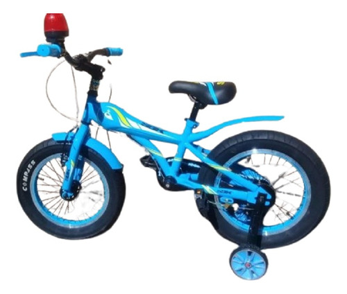 Bicicleta Rodado 16 Cubierta Ancha  1 Casco Celeste Niños