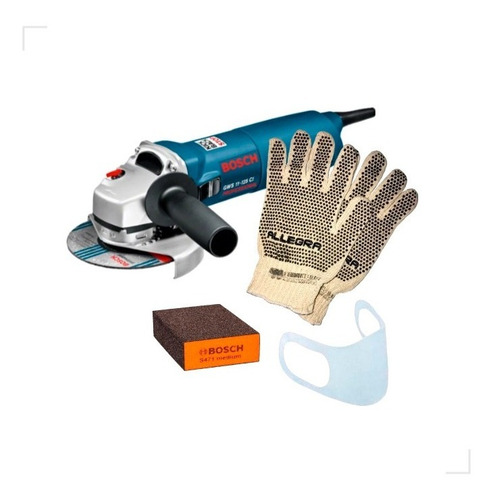 Amoladora Bosch Gws 11-125 Ci + Guantes + Tapaboca + Lija