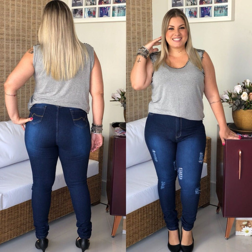 calça jeans rasgada plus size