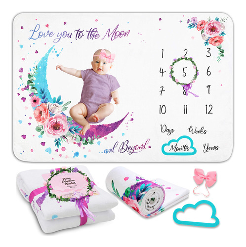 Manta Growy Baby Milestone Para Regalos De Nina - Decoracir