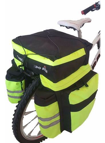 Promo!! Alforja P/ Bici 70 Lts + Cubre + Morral Delantero