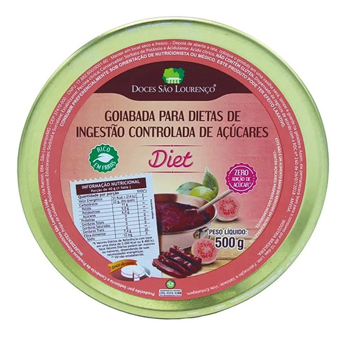 Goiabada Lisa Diet Lata 500g Doces São Lourenço