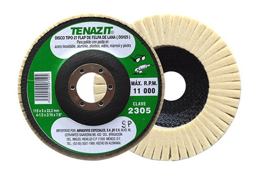 Disco De Felpa Tipo 27 4-1/2x3/16x7/8 Tenazit 2305