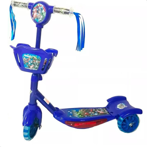 Patinete Musical Frozen Três Rodas Infantil Crianças 5 Anos Cor Azul Os Vingadores - Azul