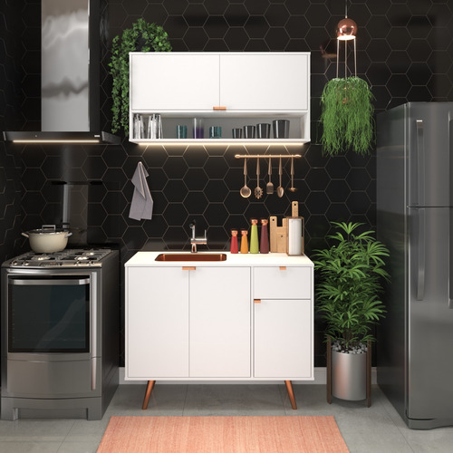 Armario organizador colgante multiusos para cocina, zapatero, color blanco con cobre