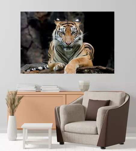 Quadro Decorativo Canvas Animal Selvagem Tigre Por do Sol