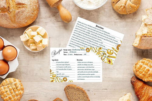 50 Tarjetas De Recetas De Alta Calidad 4 X 6 De Doble Cara
