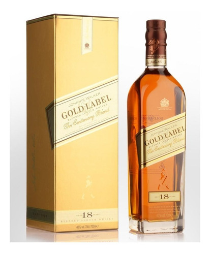 Imagen 1 de 10 de Whisky Johnnie Walker Gold Label 18 Años 750ml En Estuche