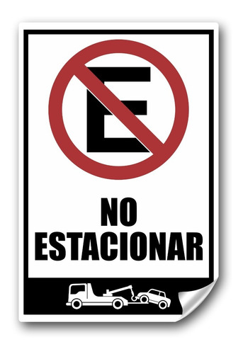 Señal No Estacionar Grua Adhesivo 30x20 Cm