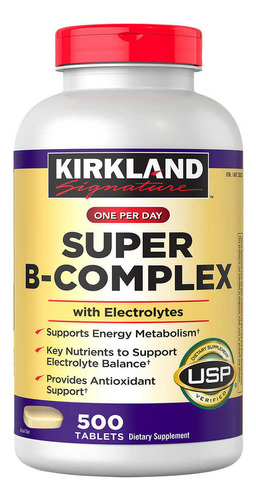 Kirkland Super B Complex Complejo B Con Electrolitos 500 Tabletas