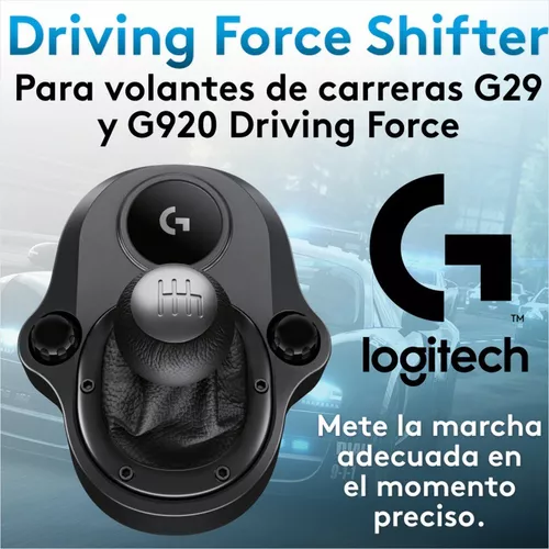 Palanca de cambios  Logitech G Driving Force Shifter, Para Volantes G29,  G920 y G923, Marcha atrás a presión, 6 velocidades, Negro