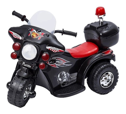 Mini Moto Elétrica Infantil Preta 6v Motostar Policial Brink BWB043
