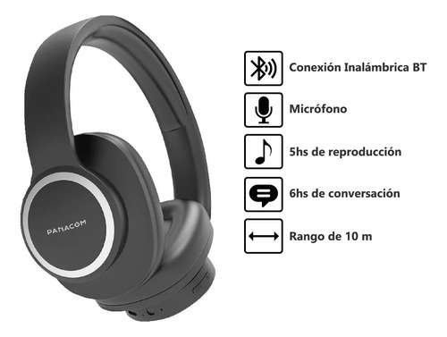Auriculares Bluetooth Vincha Panacom Inalámbricos Negro Negro