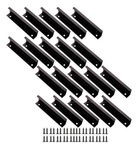 20 Pcs Cajón Oculto Tiradores Mailla Negro 25cm Con Tornillo