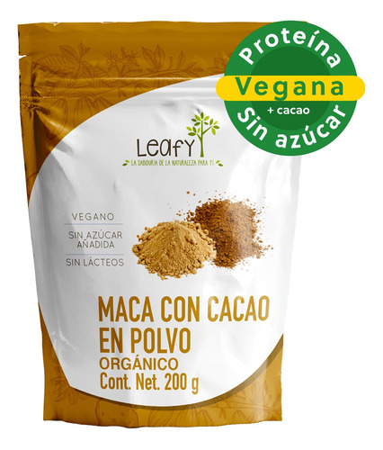 Maca Con Cacao Orgánico Leafy En Polvo 200g Superfood