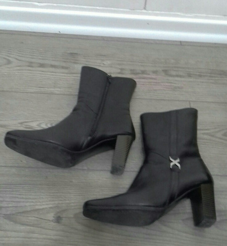 Botas Cuero Vac. Mujer 36 Taco Madera Suela Febo.comonuevas!
