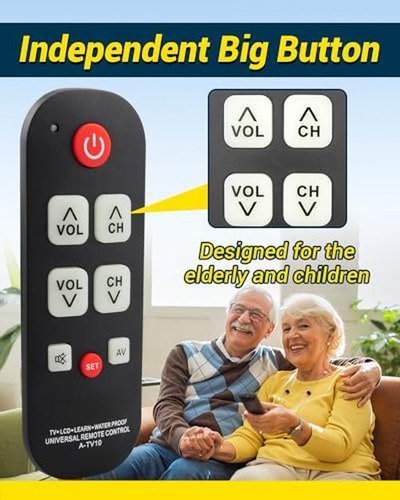Control Remoto De Tv Con Botón Grande A Prueba De Agua, Par
