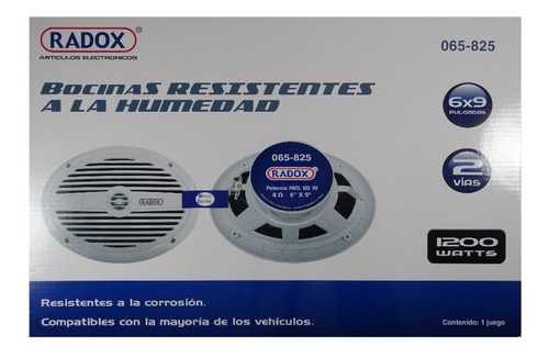 Bocinas 6x9 PuLG Marinas Radox 065-825 1200 Watts 2vias Color Blanco