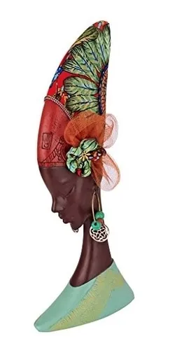 Estatuas Tocado Africano Escultura De Doncella A Todo Color